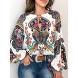 Boho Blouse with Paisley and Floral Prints - THEONE APPAREL