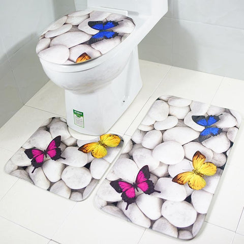 Butterfly Stone Garden Bath Mat Set - THEONE APPAREL