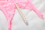 Butterfly Style Lace Cutout Thong with Pearl Strand - THEONE APPAREL