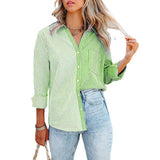 Button Down Vertical Striped Shirt with Breast Pockets - THEONE APPAREL