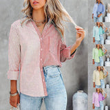 Button Down Vertical Striped Shirt with Breast Pockets - THEONE APPAREL