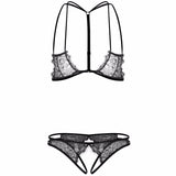 Cage Strap Crotchless Panty and Bra Set - THEONE APPAREL