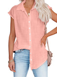 Casual Collared Button Down Short Sleeve Top - THEONE APPAREL