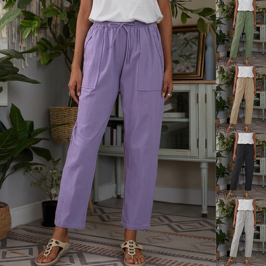 Casual Elastic Waist Straight leg Slacks - THEONE APPAREL