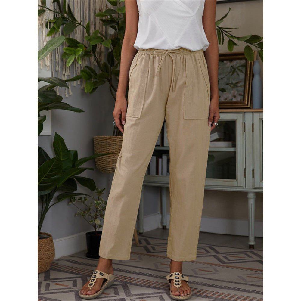 Casual Elastic Waist Straight leg Slacks - THEONE APPAREL